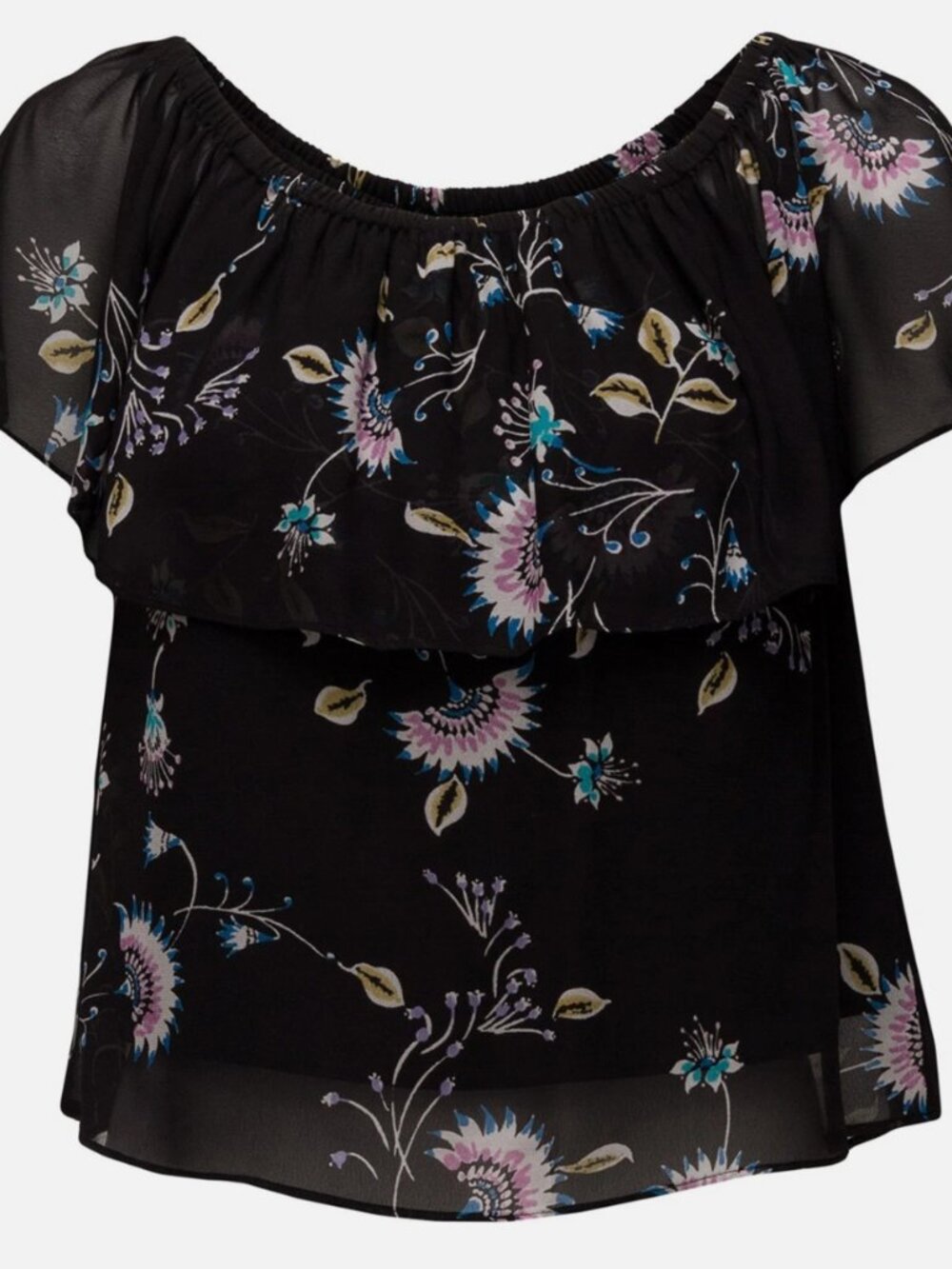 Rebecca Minkoff Womens Off Shoulder Floral‎ Dev Top Black Size Large